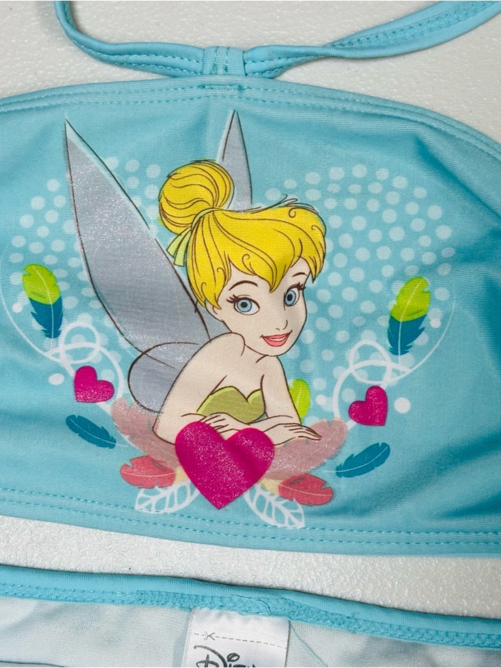 2 set of Disney Blue Tinker Bell & Purple Ariel Girls Two-Piece Swim Sets - Picture 5 of 7
